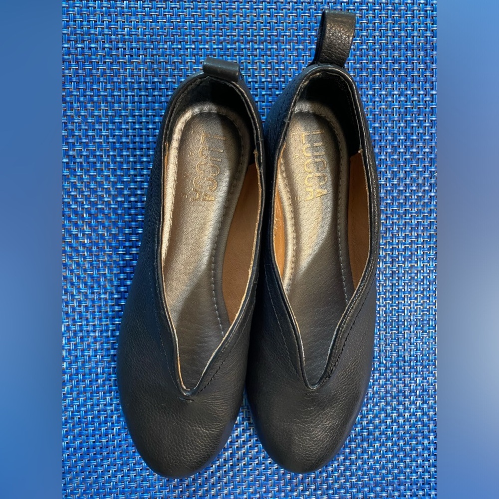 Lucca Lane women’s sz. 6 black leather, worn once